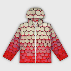 Женская ветровка Гексагональные блоки с красной подсветкой