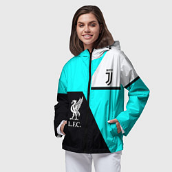 Ветровка с капюшоном женская Juventus x Liverpool geometry, цвет: 3D-черный — фото 2