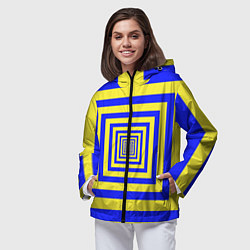 Ветровка с капюшоном женская Квадраты уходящие в даль, цвет: 3D-черный — фото 2