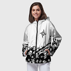 Ветровка с капюшоном женская Металика черепа рок, цвет: 3D-черный — фото 2