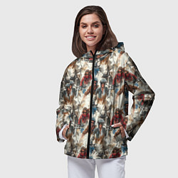 Ветровка с капюшоном женская Акварель -мотогонщики, цвет: 3D-черный — фото 2