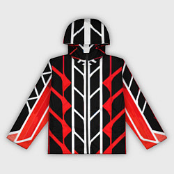 Ветровка с капюшоном женская White and red lines on a black background, цвет: 3D-черный
