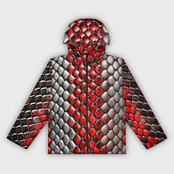 Женская ветровка Змеиная объемная текстурная красная шкура