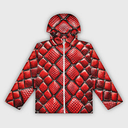 Женская ветровка Змеиная объемная текстурная красная кожа