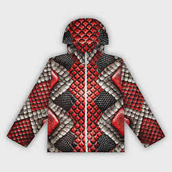 Женская ветровка Змеиная объемная текстурная красная шкура