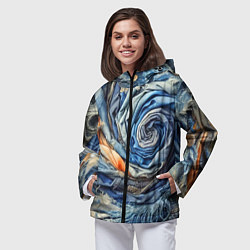 Ветровка с капюшоном женская Джинсовая воронка - модный тренд, цвет: 3D-черный — фото 2