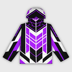 Ветровка с капюшоном женская Purple and black stripes on a white background, цвет: 3D-белый