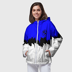 Ветровка с капюшоном женская BMW sport texture, цвет: 3D-белый — фото 2