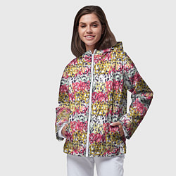 Ветровка с капюшоном женская Граффити с узорами, цвет: 3D-белый — фото 2
