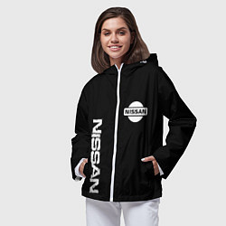 Ветровка с капюшоном женская Nissan logo white auto, цвет: 3D-белый — фото 2