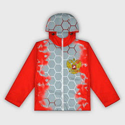 Ветровка с капюшоном женская Россия абстрактные соты, цвет: 3D-белый