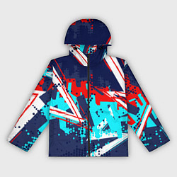 Ветровка с капюшоном женская Яркий абстрактный узор для спорта, цвет: 3D-черный