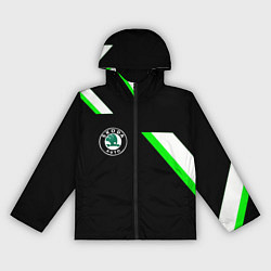 Ветровка с капюшоном женская Skoda geometry, цвет: 3D-черный