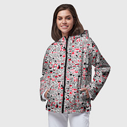 Ветровка с капюшоном женская Человечки с антенками, цвет: 3D-черный — фото 2