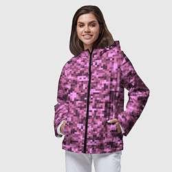 Ветровка с капюшоном женская Розовый камуфляж текстура, цвет: 3D-черный — фото 2