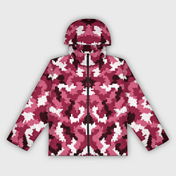 Ветровка с капюшоном женская Розовые пиксели камуфляж, цвет: 3D-черный