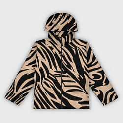 Ветровка с капюшоном женская Чёрно-бежевый полосы, цвет: 3D-черный