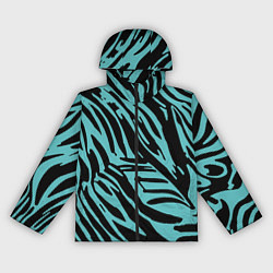Ветровка с капюшоном женская Чёрно-голубой полосатый, цвет: 3D-черный