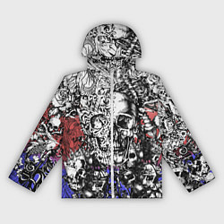 Женская ветровка Череп и скелеты на фоне флага России