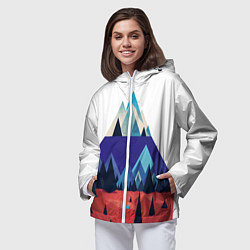 Ветровка с капюшоном женская Русские горы, цвет: 3D-белый — фото 2