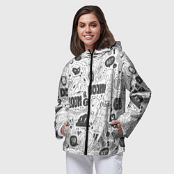 Ветровка с капюшоном женская Мрак и обречённость - приведения: паттерн, цвет: 3D-черный — фото 2