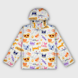 Ветровка с капюшоном женская Я люблю кошек и собак паттерн, цвет: 3D-белый