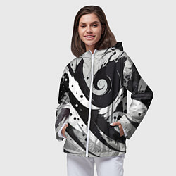 Ветровка с капюшоном женская Экспрессивная абстракция - нейроарт, цвет: 3D-белый — фото 2
