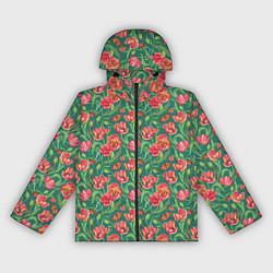 Женская ветровка Тюлпаны с бабочками