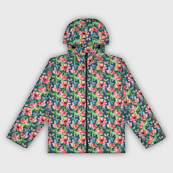 Женская ветровка Маки и синицы паттерн
