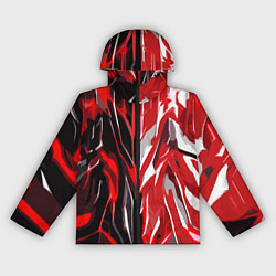 Ветровка с капюшоном женская Красная абстракция на чёрно-белом фоне, цвет: 3D-черный