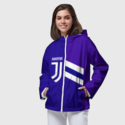 Ветровка с капюшоном женская Juventus sport geometry line, цвет: 3D-белый — фото 2