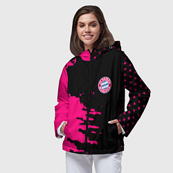 Ветровка с капюшоном женская Бавария Мюнхен краски, цвет: 3D-черный — фото 2