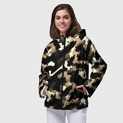 Ветровка с капюшоном женская Камуфляж сафари, цвет: 3D-черный — фото 2
