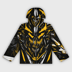 Женская ветровка Жёлто-белое абстрактное лицо на чёрном фоне