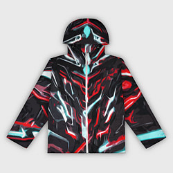 Женская ветровка Красно-белые абстрактные линии на чёрном фоне