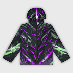 Ветровка с капюшоном женская Фиолетовые адские полосы на чёрном фоне, цвет: 3D-черный