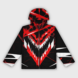 Женская ветровка Красно-белая пасть на чёрном фоне