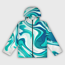 Ветровка с капюшоном женская Абстракция сине белый мрамор, цвет: 3D-черный