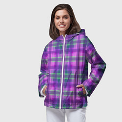 Ветровка с капюшоном женская Клетка в полоску, цвет: 3D-белый — фото 2