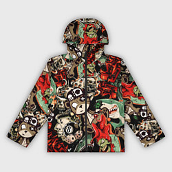 Женская ветровка Граффити плюшевого медведя среди акул азарта