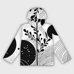 Женская ветровка Растительная абстракция black and white