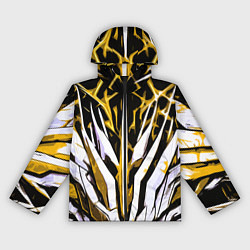 Женская ветровка Чёрный фон, жёлто-белая абстракция
