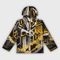 Женская ветровка Жёлто-белая агрессивная абстракция на чёрном фоне