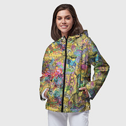 Ветровка с капюшоном женская Граффити на стене, цвет: 3D-черный — фото 2