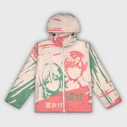 Ветровка с капюшоном женская Он и она - аниме, цвет: 3D-белый