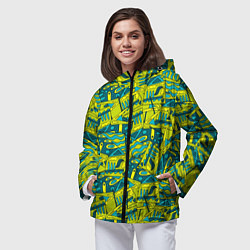 Ветровка с капюшоном женская Абстрактные каракули, цвет: 3D-черный — фото 2