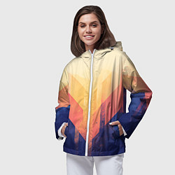 Ветровка с капюшоном женская Abstract art - geometric shapes, цвет: 3D-белый — фото 2