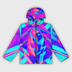 Ветровка с капюшоном женская Неоновая текстура грани, цвет: 3D-черный
