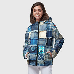 Ветровка с капюшоном женская Пэчворк из Minecraft, цвет: 3D-черный — фото 2