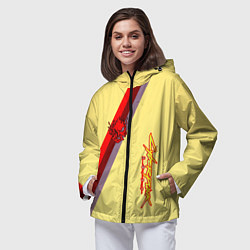 Ветровка с капюшоном женская Samurai geometry steel, цвет: 3D-черный — фото 2